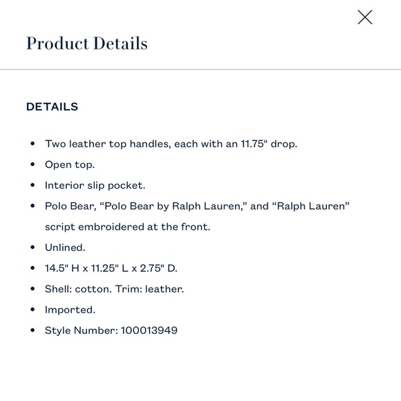 BNWT and Comes with Gift Box Ralph Lauren Bear Tote Bag - Picture 4 of 4